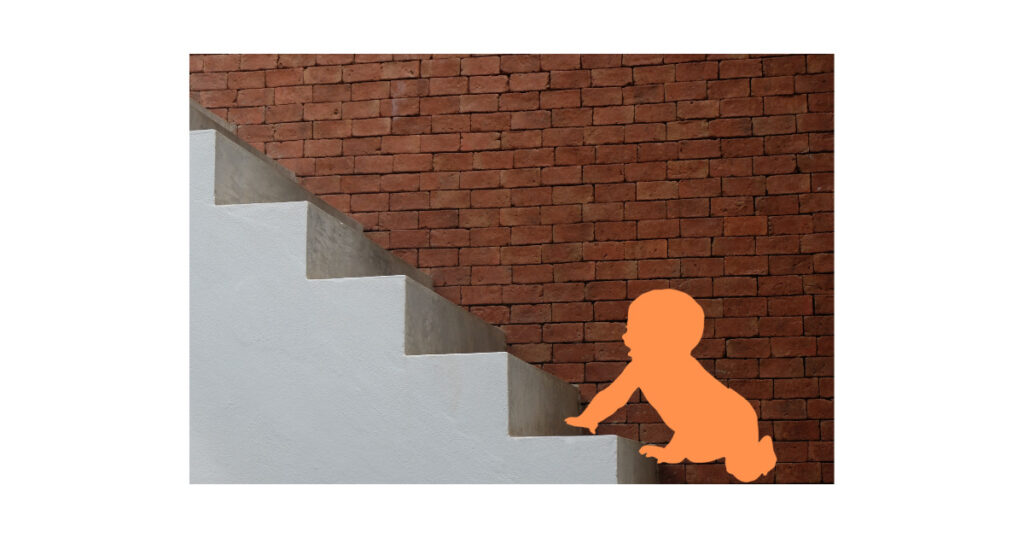 階段を登る赤ちゃんの絵